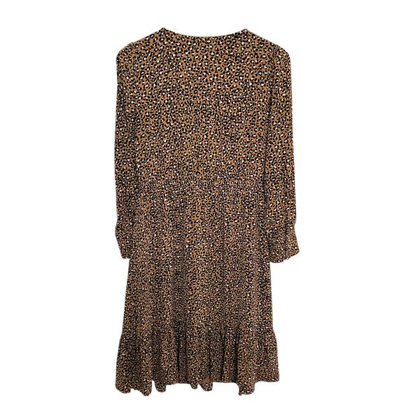 Talbots Petites Size 8P Leopard Print Tiered Key Hole Neckline Dress - Picture 5 of 8